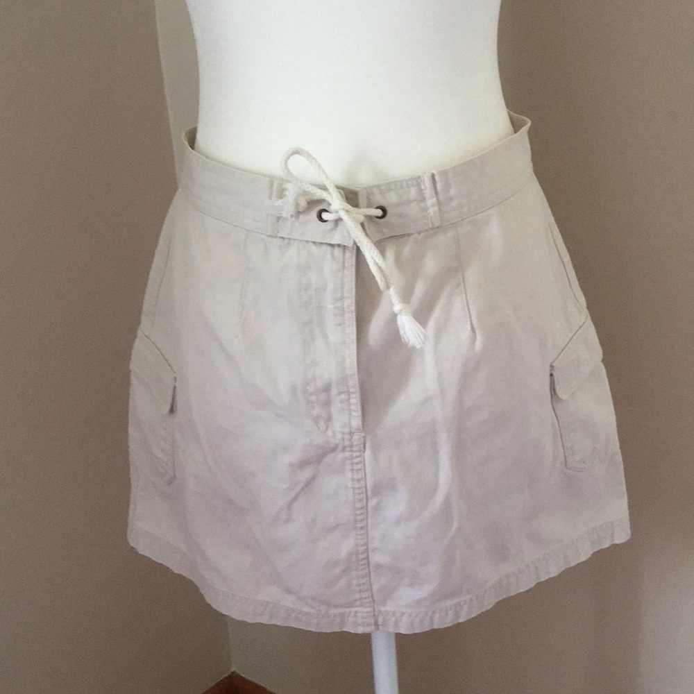 Khaki denim skirt with pocket on each side